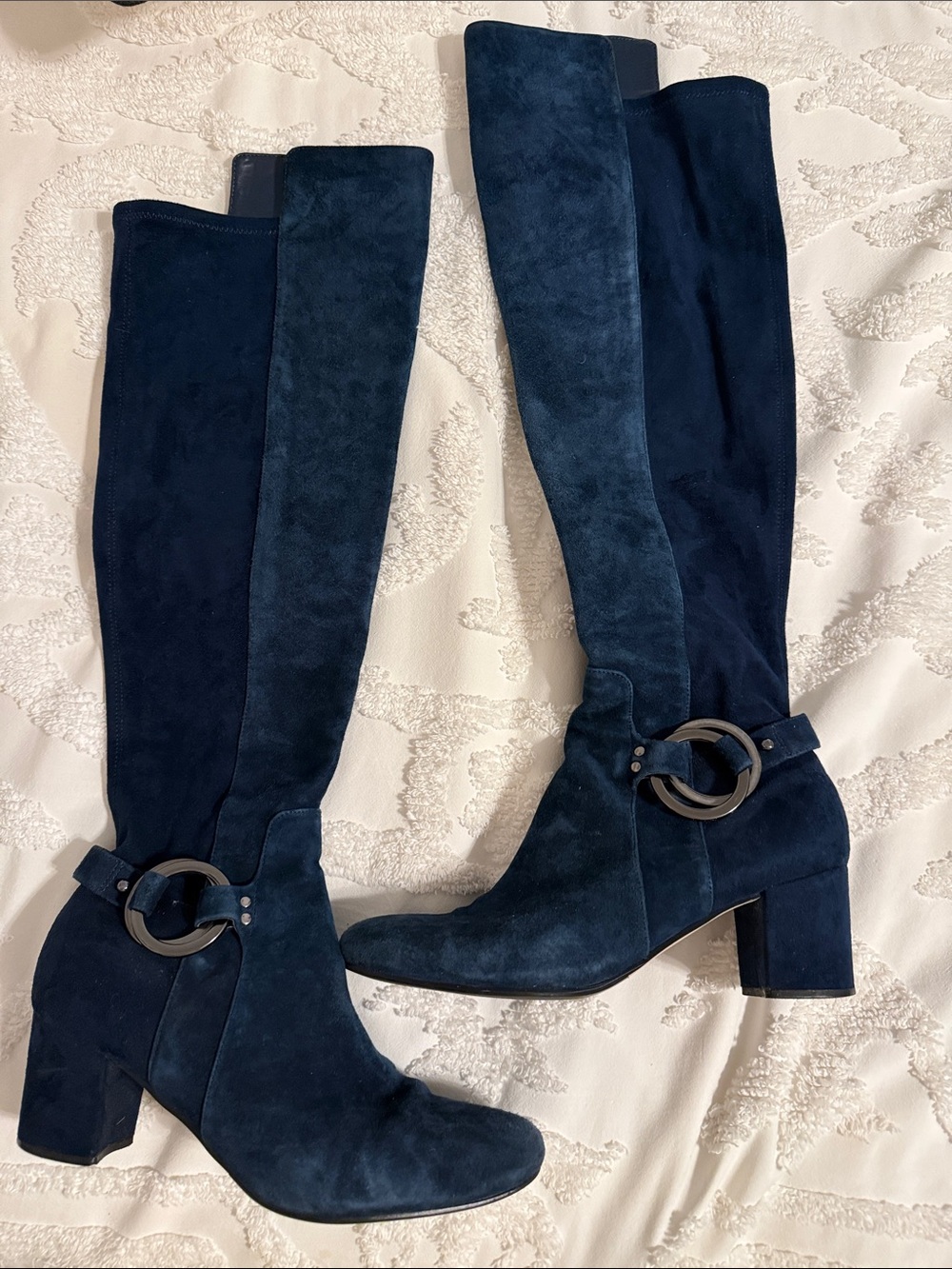 WOMENS Karl Lagerfeld Cami Over The Knee Boots Suede Midnight Blue SZ 9.5